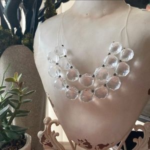 Vintage Crystal Clear Bib Statement Necklace